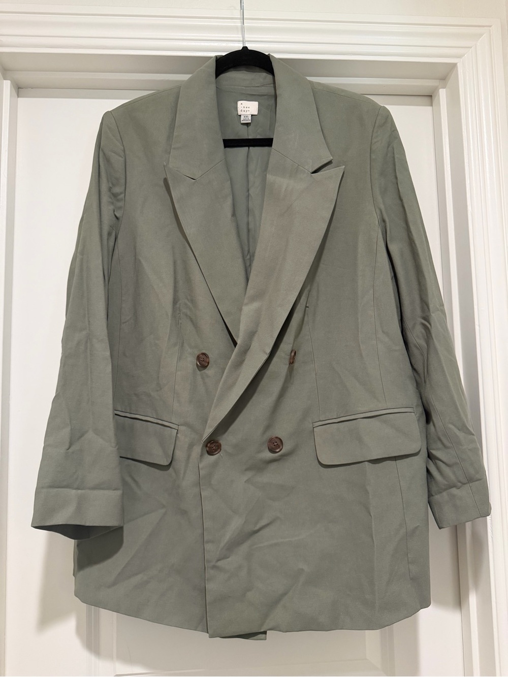 Size XXL - Double-Breasted Sage Green Blazer Jacket